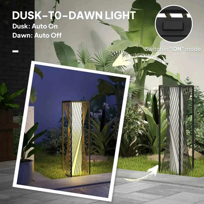 Outsunny Rattan Solar Floor Lamp, Auto On/Off LED Garden Lights - Grey| 867-265V00GY