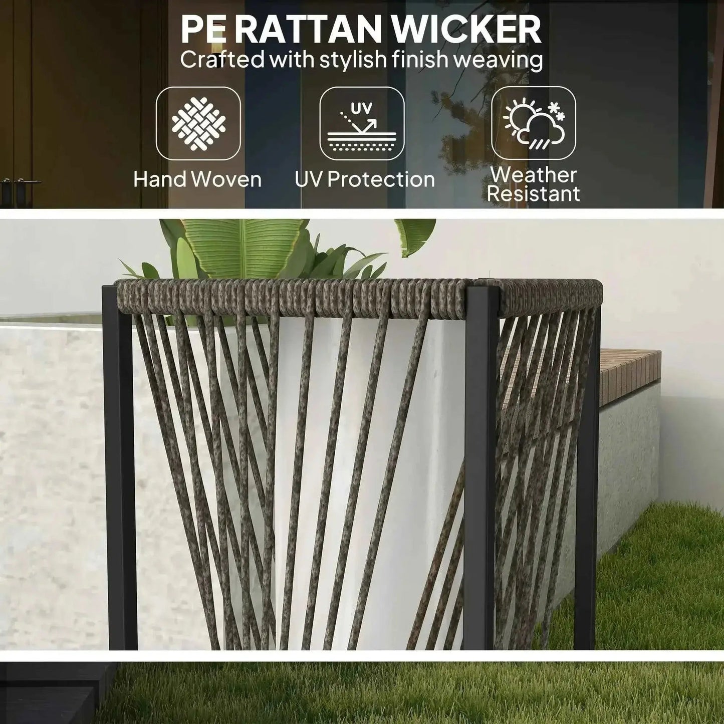 Outsunny Rattan Solar Floor Lamp, Auto On/Off LED Garden Lights - Grey| 867-265V00GY