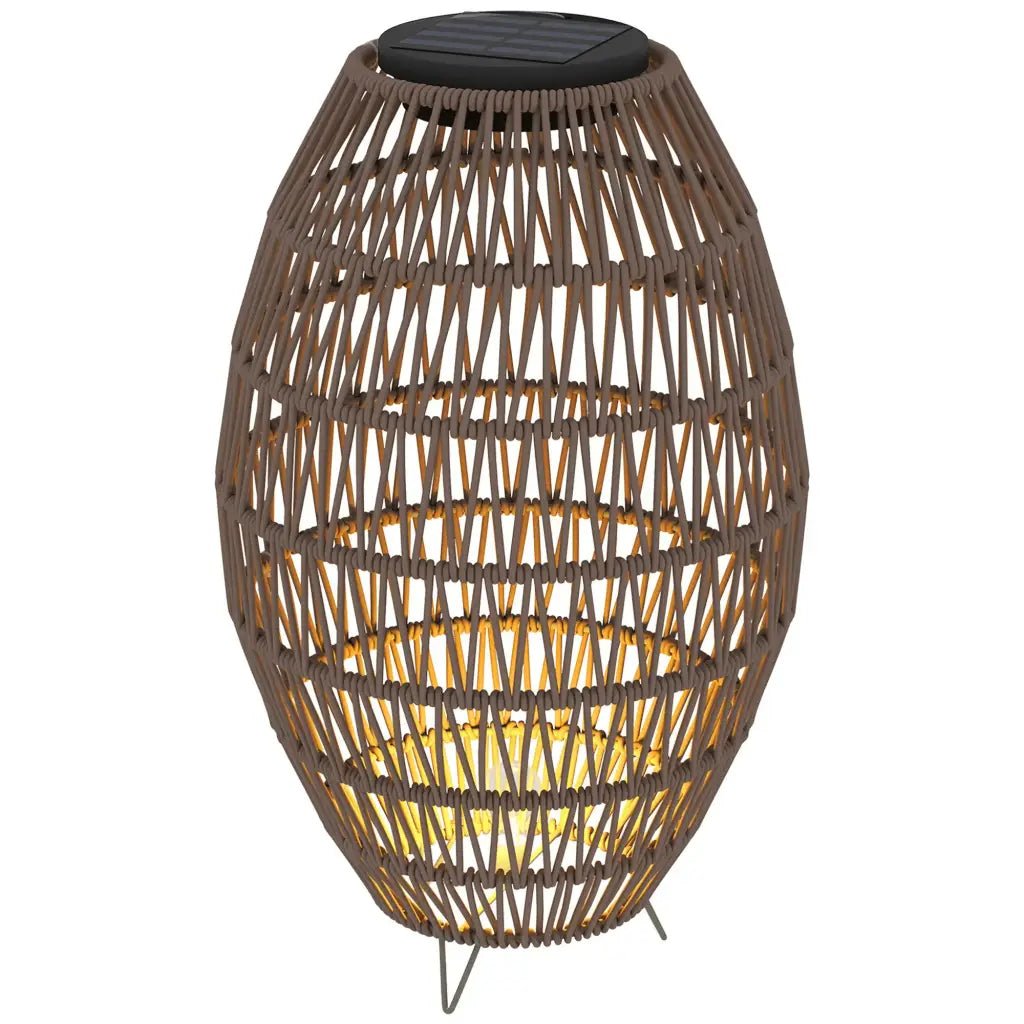 Outsunny Rattan Solar Lamp, Garden Solar Lantern with Auto On/Off Light, IP44 Waterproof, Decorative Outdoor Rattan Lamp for Porch, Pathway, Dark Brown 867 - 264V00DR - Garden & Outdoor