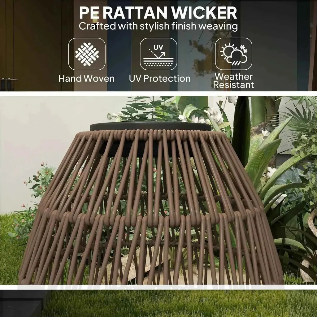 Outsunny rattan solar lamp in dark brown with hand-woven pe rattan wicker design for outdoor garden use
