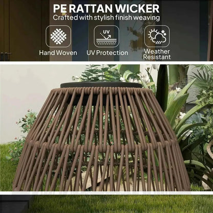 Outsunny rattan solar lamp in dark brown with hand-woven pe rattan wicker design for outdoor garden use