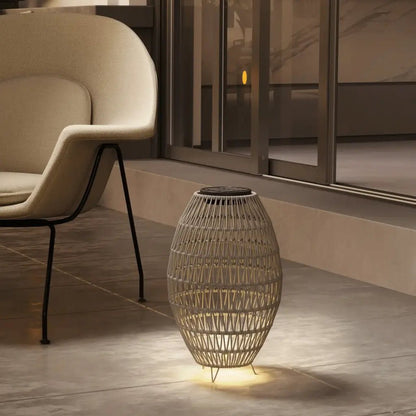 Outsunny Rattan Solar Lamp, Garden Solar Lantern with Auto On/Off Light, IP44 Waterproof, Decorative Outdoor Rattan Lamp for Porch, Pathway, Grey 867 - 264V00GY - Garden & Outdoor