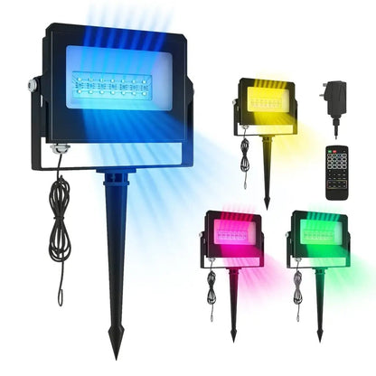 Outsunny RGB Garden Stake & Wall‑Mount Lights – Remote Control, IP65 Waterproof | 84J‑212V70BK - Furniture, Lighting & Decor