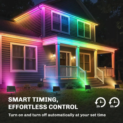 Outsunny RGB Garden Stake & Wall‑Mount Lights – Remote Control, IP65 Waterproof | 84J‑212V70BK - Furniture, Lighting & Decor