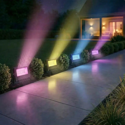 Outsunny RGB Garden Stake & Wall‑Mount Lights – Remote Control, IP65 Waterproof | 84J‑212V70BK - Furniture, Lighting & Decor
