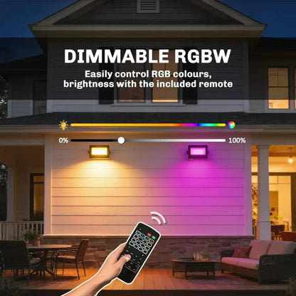 Outsunny RGB Garden Stake & Wall‑Mount Lights – Remote Control, IP65 Waterproof | 84J‑212V70BK - Furniture, Lighting & Decor