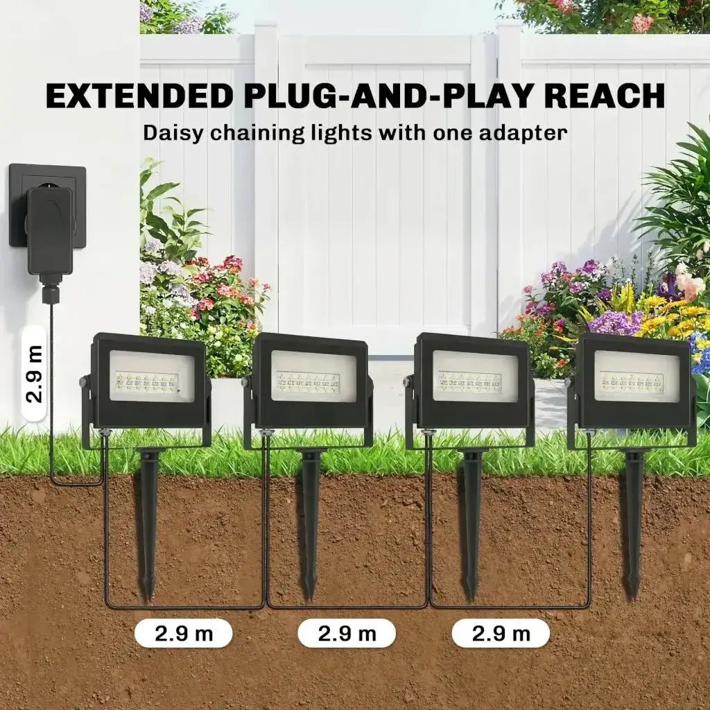 Outsunny RGB Garden Stake & Wall‑Mount Lights – Remote Control, IP65 Waterproof | 84J‑212V70BK - Furniture, Lighting & Decor