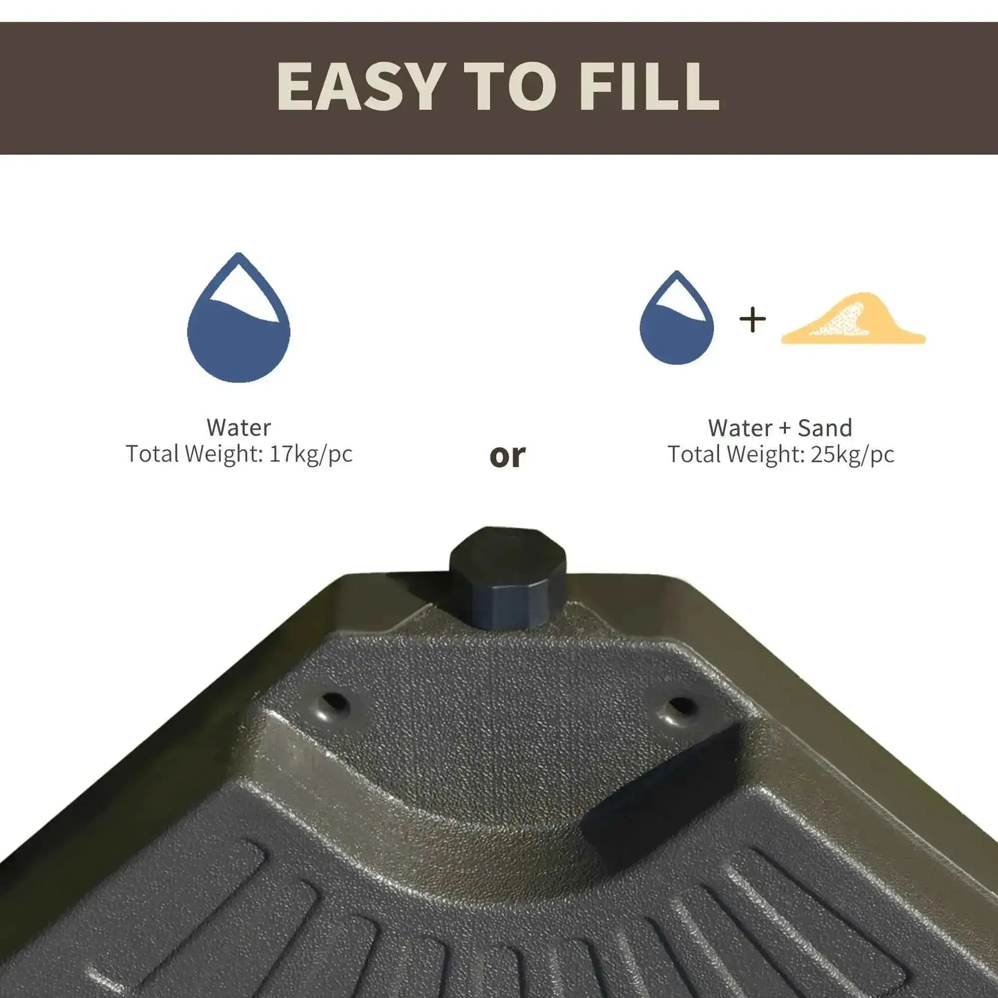 Outsunny Set of 4 Fillable Parasol Weights - 100kg | 84D-124