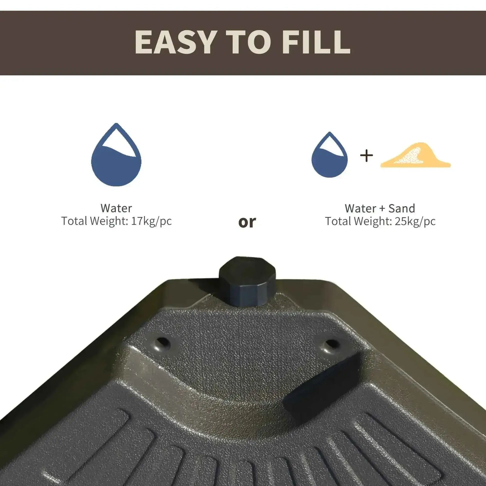 Outsunny Set of 4 Fillable Parasol Weights - 100kg | 84D-124