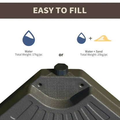 Outsunny Set of 4 Fillable Parasol Weights - 100kg | 84D-124