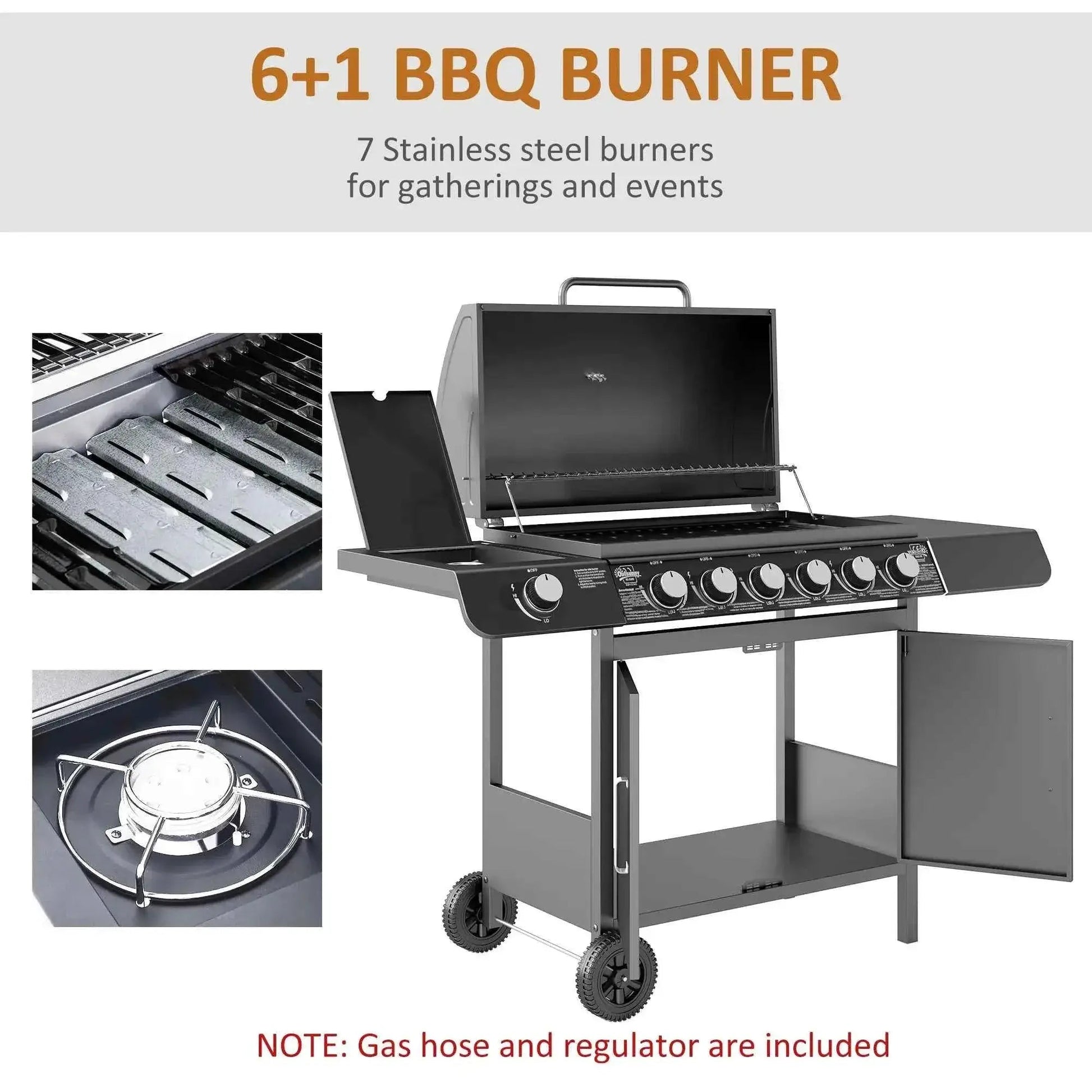 Outsunny Seven-Burner Gas BBQ Grill - Grey | 846-065V70GY