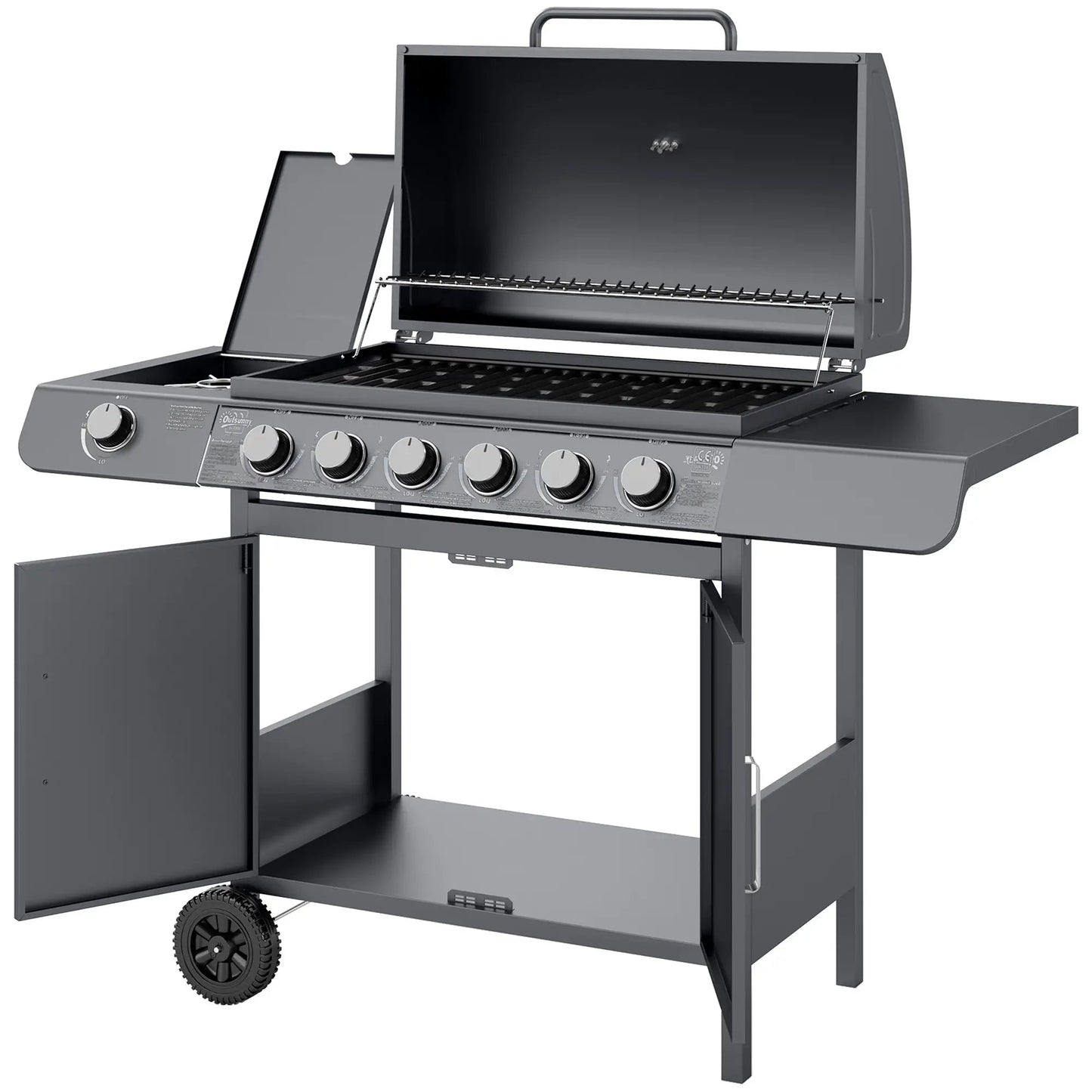 Outsunny Seven - Burner Gas BBQ Grill - Grey | 846 - 065V70GY - Gas BBQs