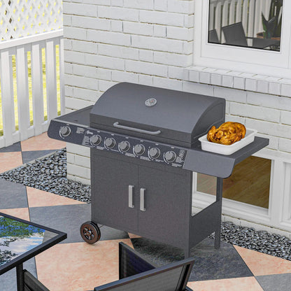Outsunny Seven - Burner Gas BBQ Grill - Grey | 846 - 065V70GY - Gas BBQs