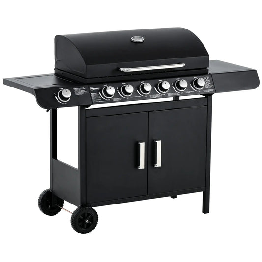 Outsunny Seven Burner Gas Grill, with Integrated Thermometer and Storage 846 - 065V70 - Garden & Outdoor