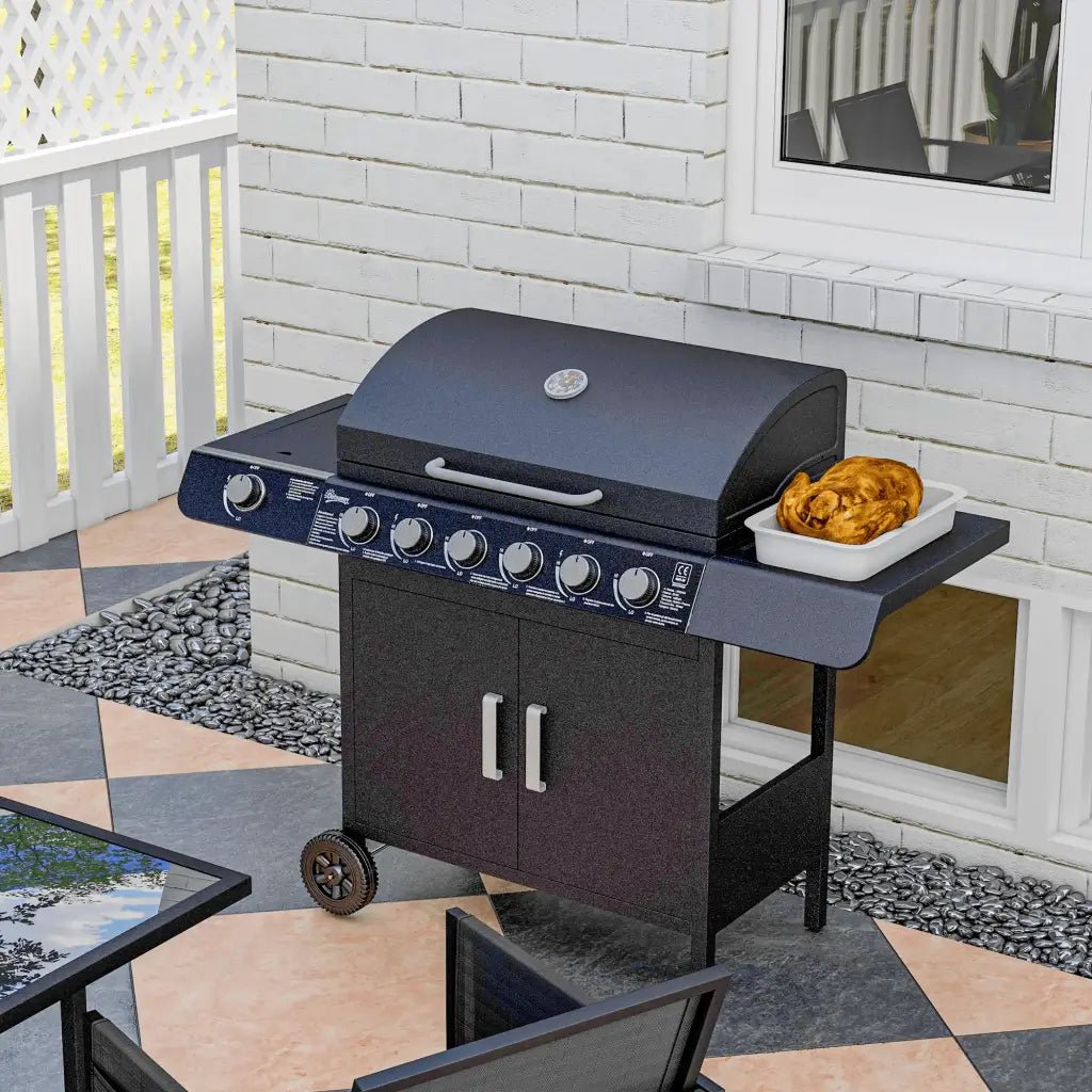 Outsunny Seven Burner Gas Grill, with Integrated Thermometer and Storage 846 - 065V70 - Garden & Outdoor