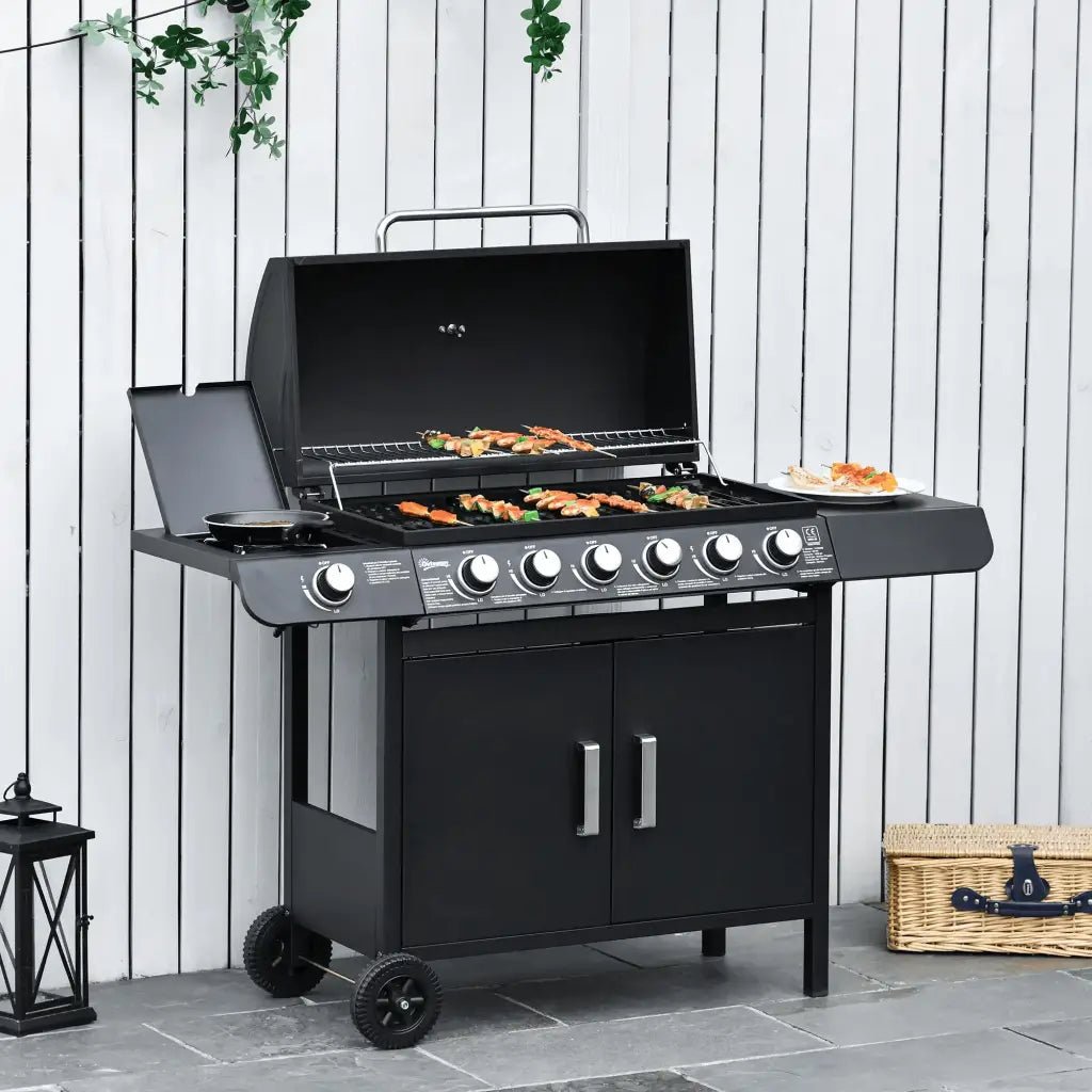 Outsunny Seven Burner Gas Grill, with Integrated Thermometer and Storage 846 - 065V70 - Garden & Outdoor