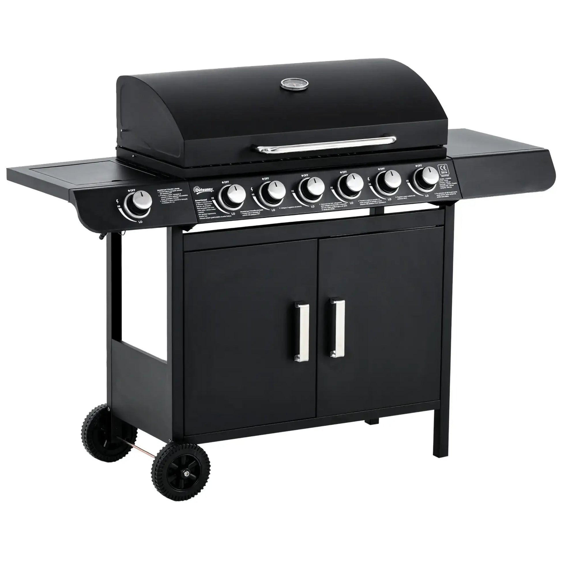 Outsunny Seven Burner Gas Grill, with Integrated Thermometer and Storage 846 - 065V70 - Garden & Outdoor