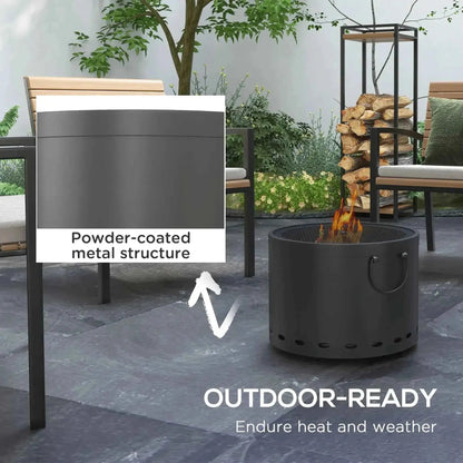 Outsunny Smokeless Portable Fire Pit, 38cm with Spark Screen & Poker - Dark Grey | 842-325V00CG