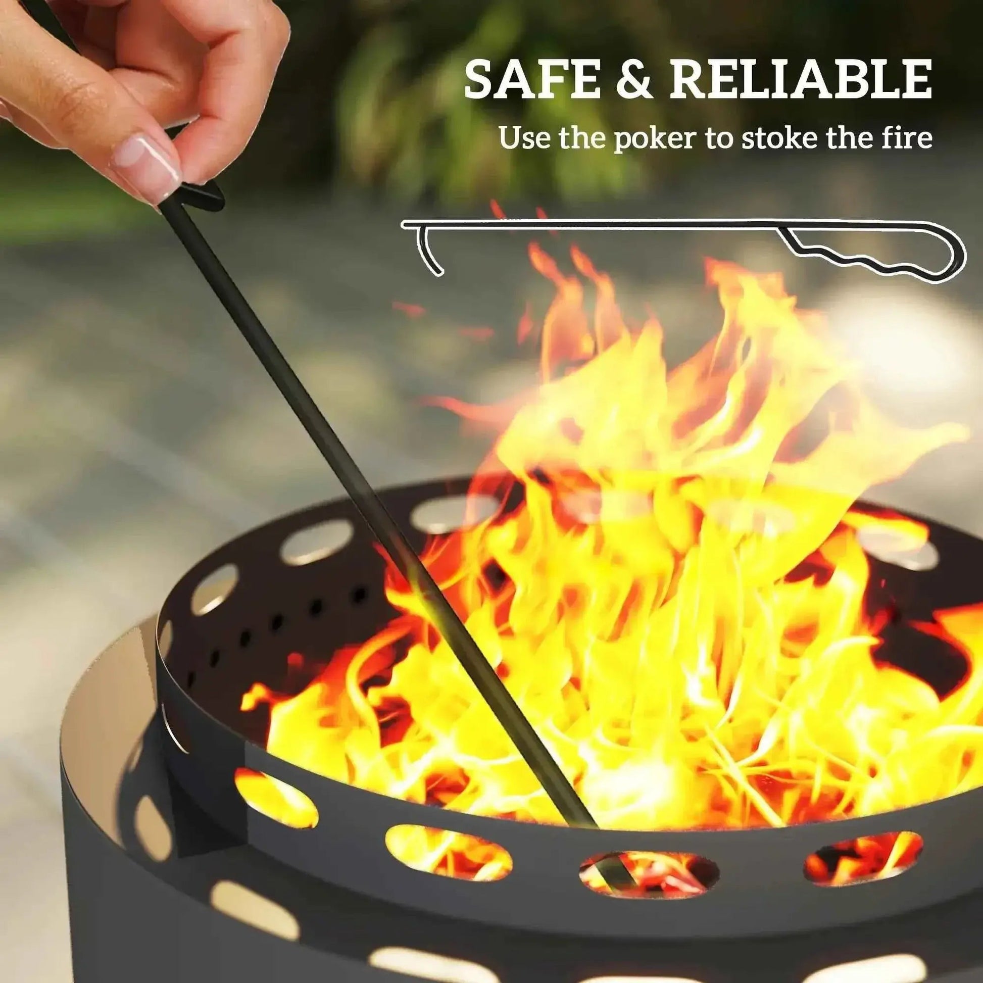 Outsunny Smokeless Portable Fire Pit, 48.5cm with Poker - Dark Grey   | 842-337V00CG