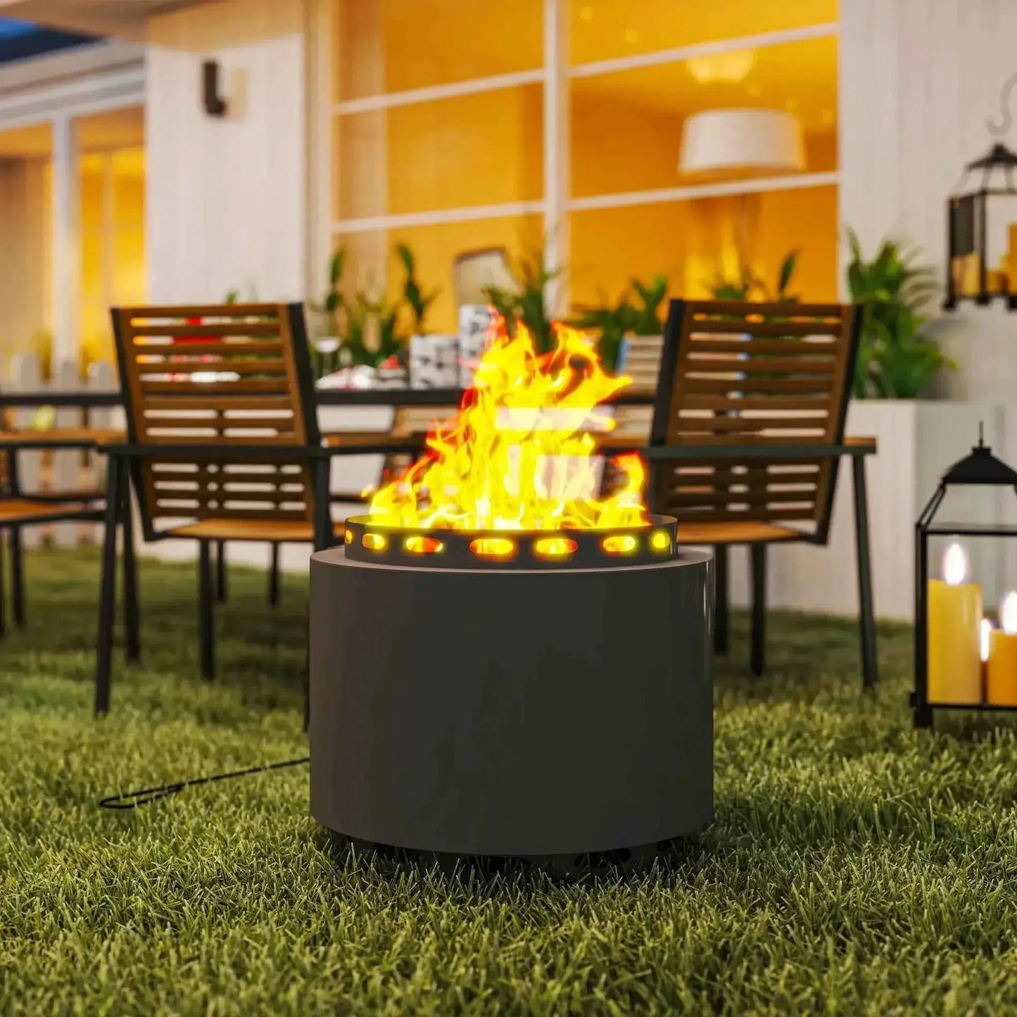 Outsunny Smokeless Portable Fire Pit, 48.5cm with Poker - Dark Grey   | 842-337V00CG