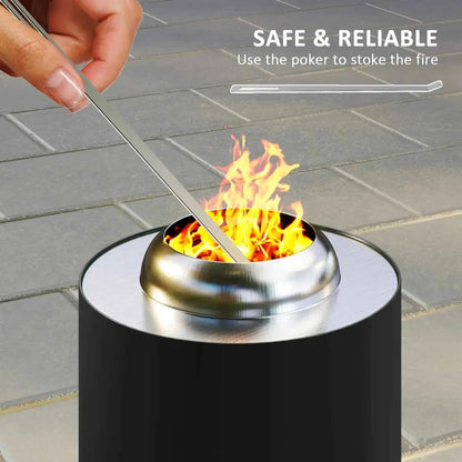 Outsunny Smokeless Stainless Steel Fire Pit, Tabletop 16cm - Black  | 842-388V00BK