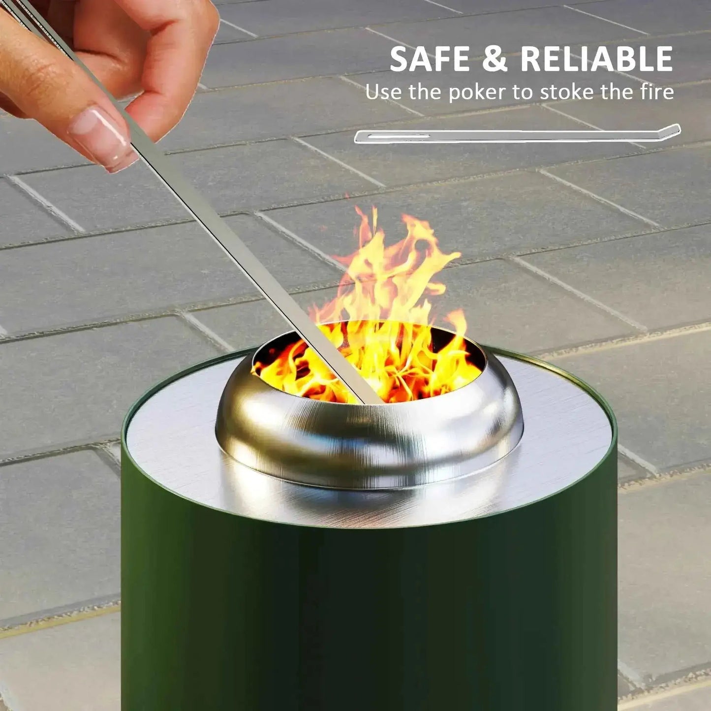 Outsunny Smokeless Stainless Steel Fire Pit, Tabletop 16cm - Green  | 842-388V00DG