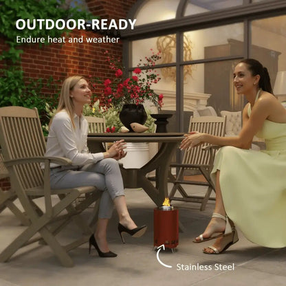 Outsunny Smokeless Fire Pit, 16 x 16 cm Stainless Steel Portable Wood Burning Firepit with Poker, Wood or Pellet Fuelled Tabletop Fire Pit for Garden Camping Bonfire Party, Red 842 - 388V00RD - Garden & Outdoor