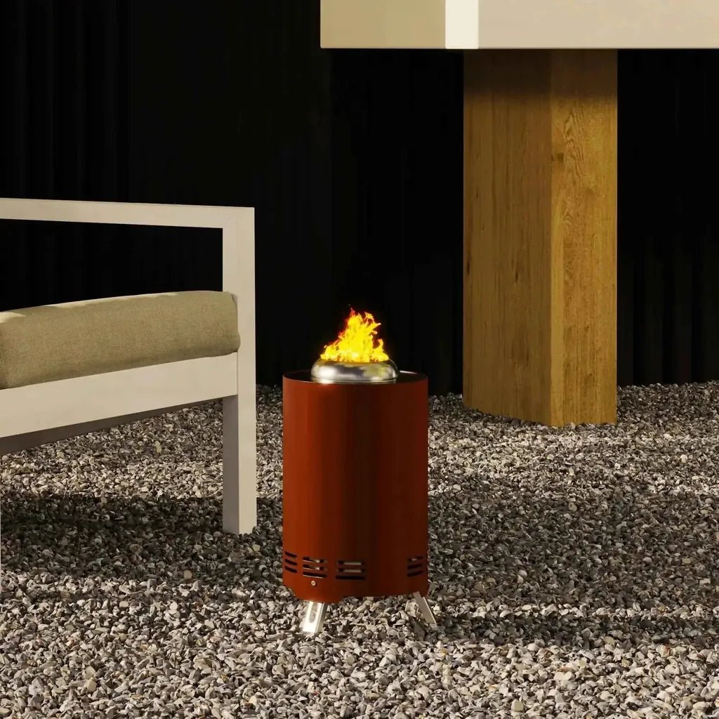 Outsunny smokeless stainless steel fire pit tabletop red 16cm with rust-colored cylindrical body and silver top