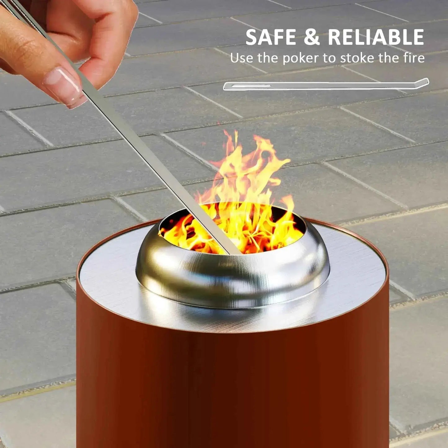 Outsunny Smokeless Stainless Steel Fire Pit, Tabletop 16cm - Red  | 842-388V00RD
