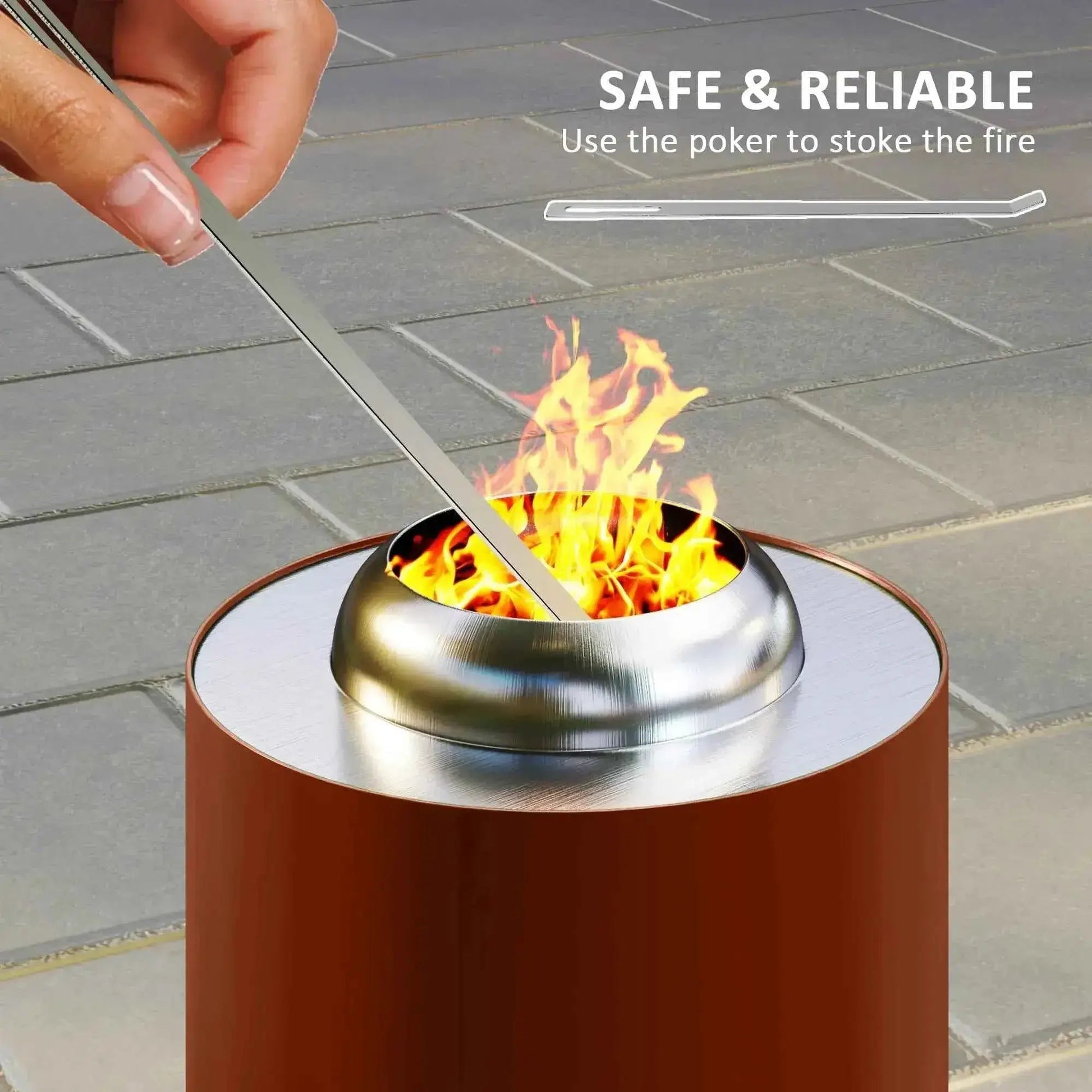 Outsunny Smokeless Stainless Steel Fire Pit, Tabletop 16cm - Red  | 842-388V00RD