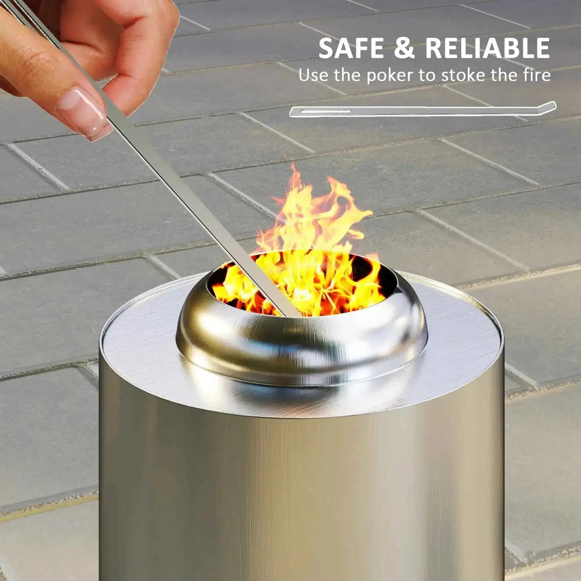 Outsunny Smokeless Stainless Steel Fire Pit, Tabletop 16cm - Silver Tone | 842-388V00SR