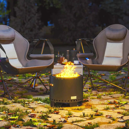 Outsunny Smokeless Steel Fire Pit, with Poker - Grey | 842-329V00CG
