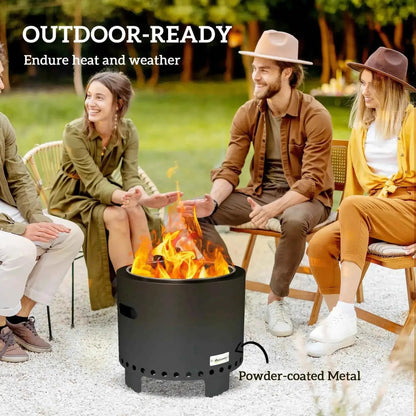Outsunny Smokeless Steel Fire Pit, with Poker - Grey | 842-329V00CG