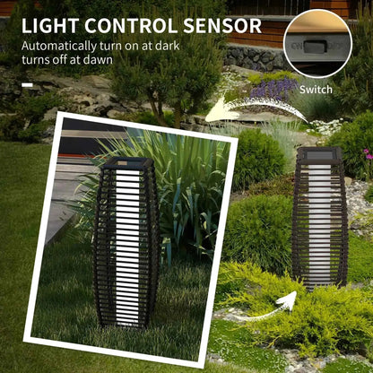 Outsunny Solar Floor Lamp w/ Auto On/Off LED Lights - Brown | 867-154V00BN