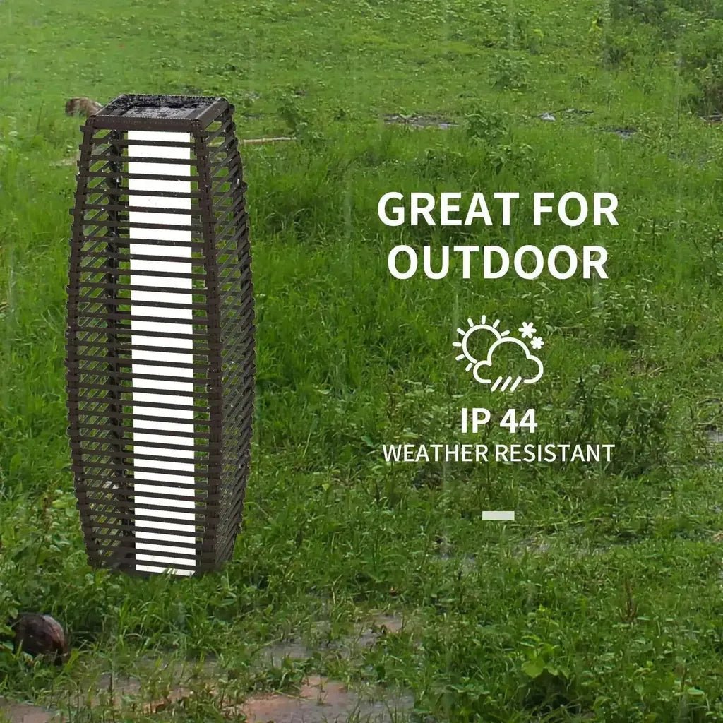 Outsunny solar floor lamp brown dark brown lattice-style outdoor lamp with auto on off led lights vertical stripes