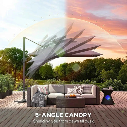 Outsunny Solar LED Cantilever Parasol - Dark Grey | 84D-433V00CG