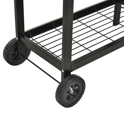 Outsunny Steel 2 - Grill Charcoal BBQ w/ Wheels Black 846 - 049 - Garden & Outdoor