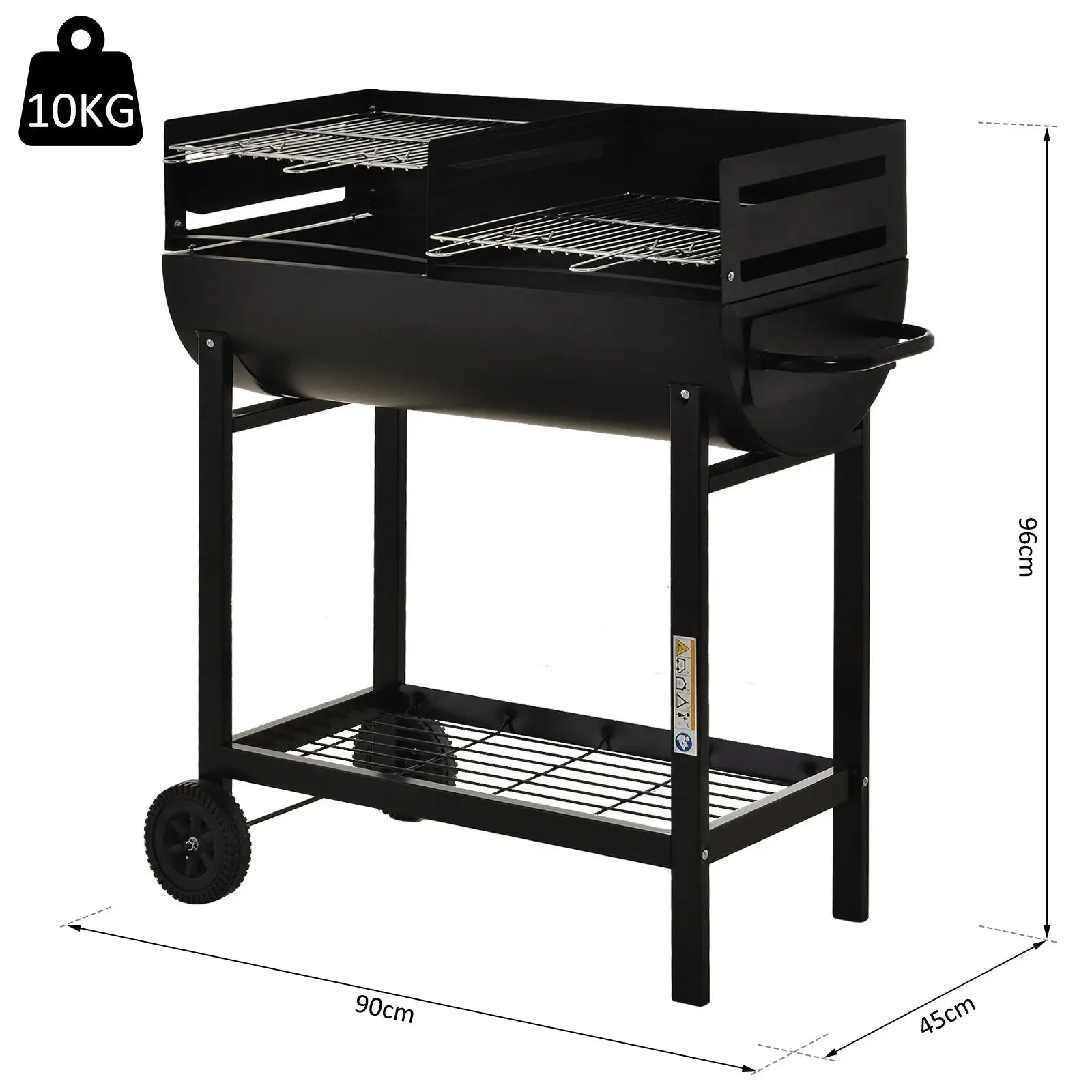 Outsunny Steel 2 - Grill Charcoal BBQ w/ Wheels Black 846 - 049 - Garden & Outdoor