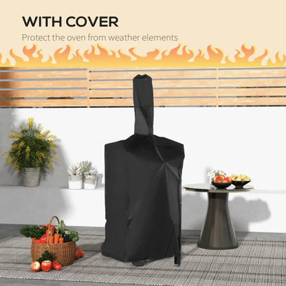 Outsunny steel 3-tier outdoor pizza oven charcoal bbq grill black weather-resistant oven cover with reinforced seams