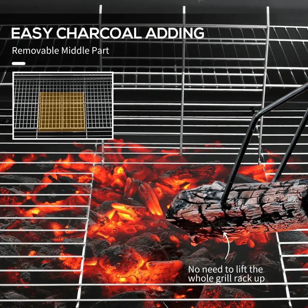 Outsunny Steel Charcoal BBQ, with Ash Catcher and Warming Rack 846 - 147V00BK - Garden & Outdoor