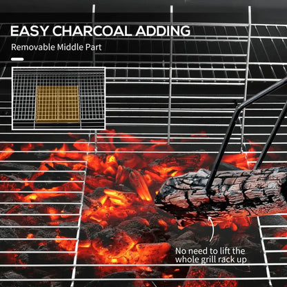 Outsunny Steel Charcoal BBQ, with Ash Catcher and Warming Rack 846 - 147V00BK - Garden & Outdoor