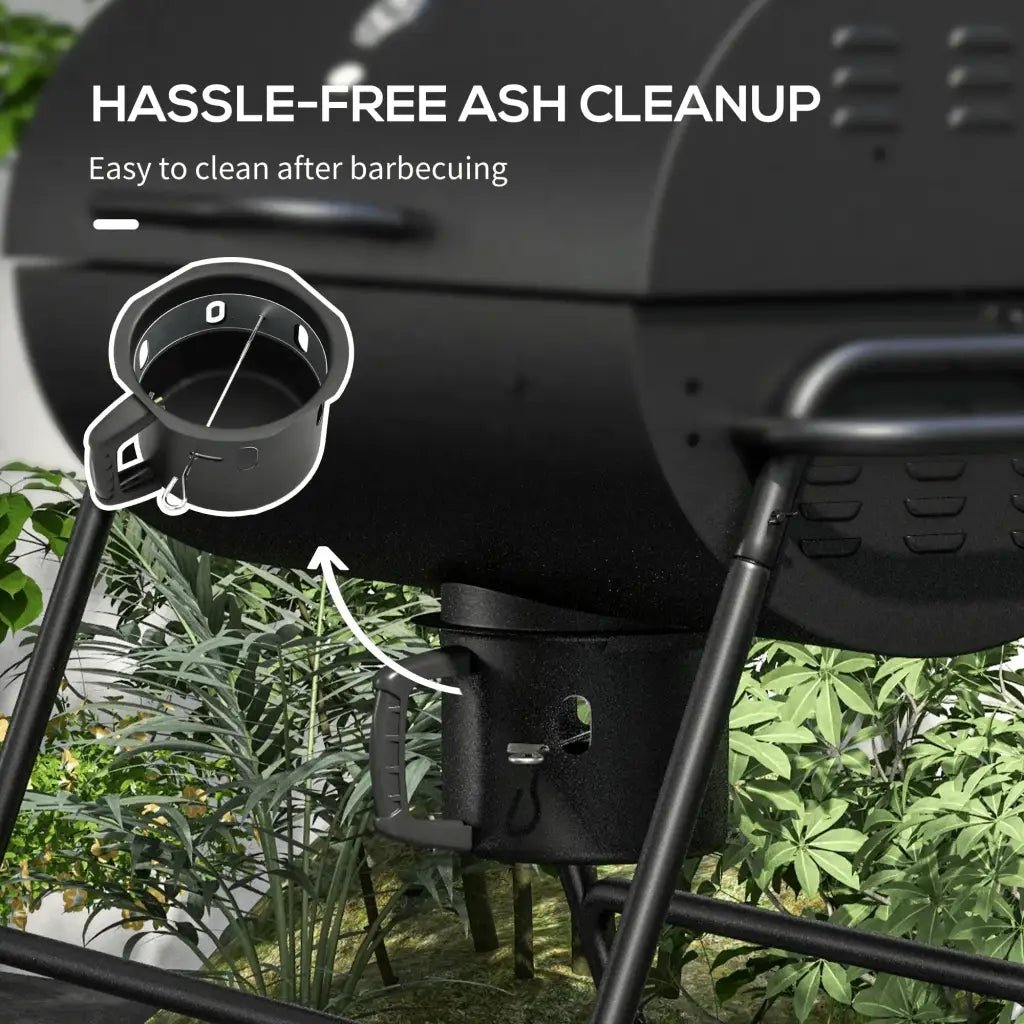 Outsunny Steel Charcoal BBQ, with Ash Catcher and Warming Rack 846 - 147V00BK - Garden & Outdoor