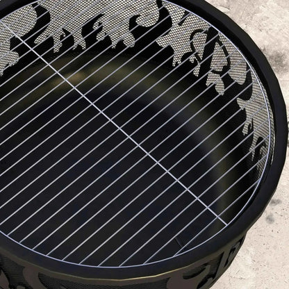 Outsunny Steel Fire Pit BBQ, with Poker - Black | 842-169V01BK