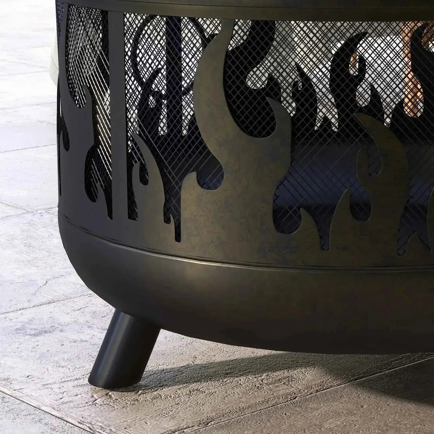 Outsunny Steel Fire Pit BBQ, with Poker - Black | 842-169V01BK