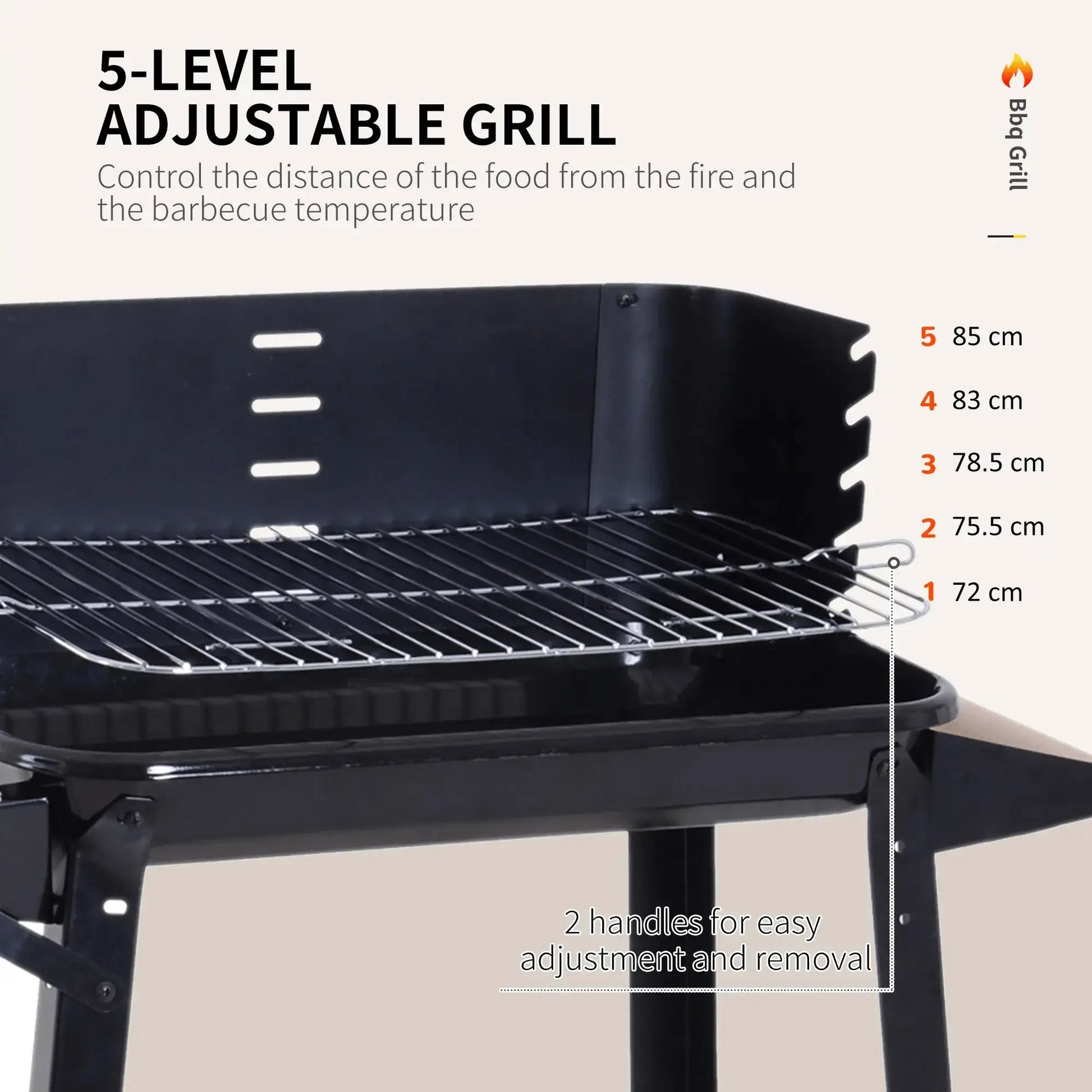 Outsunny Trolley Charcoal BBQ Barbecue Grill Outdoor Patio Garden Heating Smoker with Side Trays Storage Shelf and Wheels 846 - 032 - Garden & Outdoor