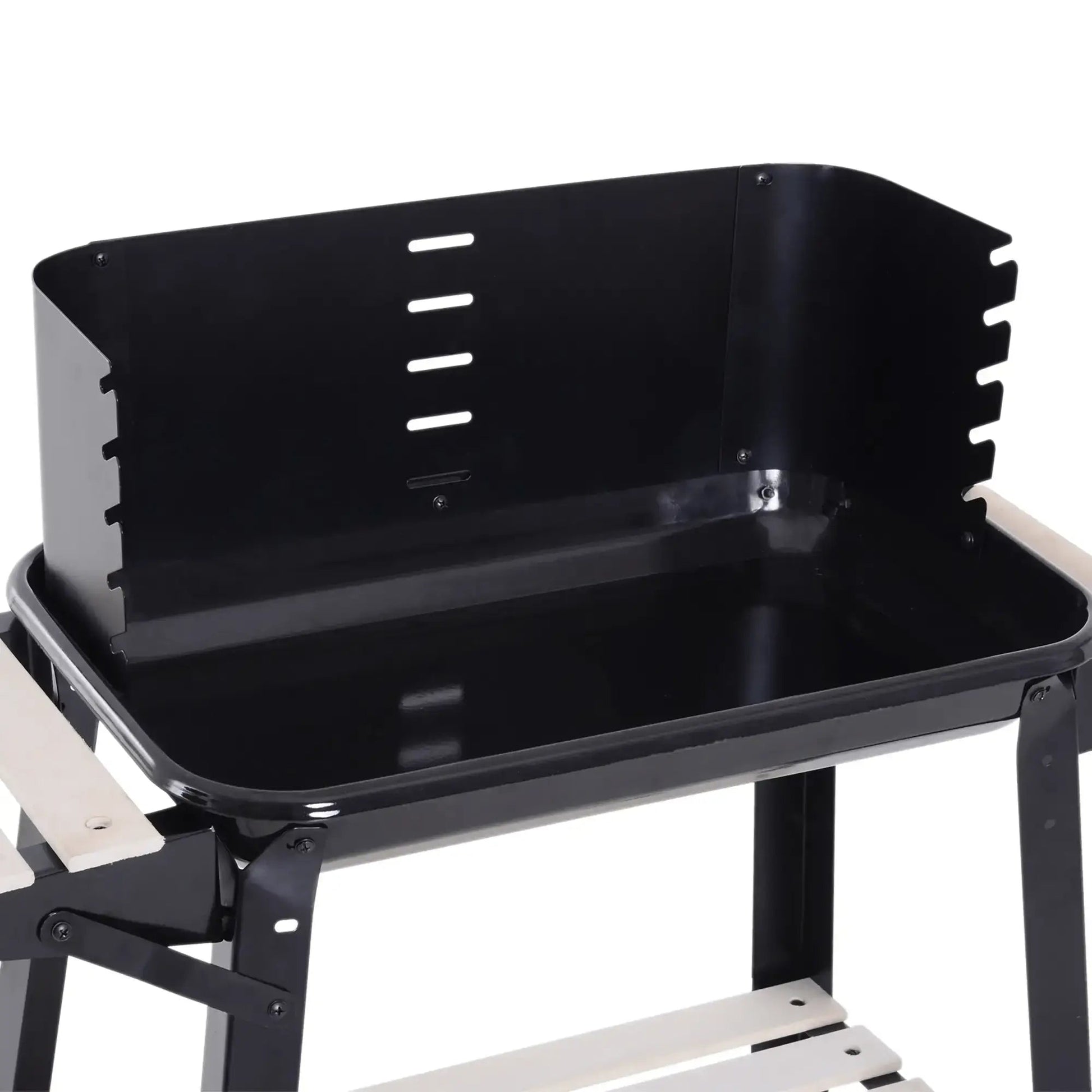 Outsunny Trolley Charcoal BBQ Barbecue Grill Outdoor Patio Garden Heating Smoker with Side Trays Storage Shelf and Wheels 846 - 032 - Garden & Outdoor