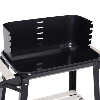 Outsunny Trolley Charcoal BBQ Barbecue Grill Outdoor Patio Garden Heating Smoker with Side Trays Storage Shelf and Wheels 846 - 032 - Garden & Outdoor
