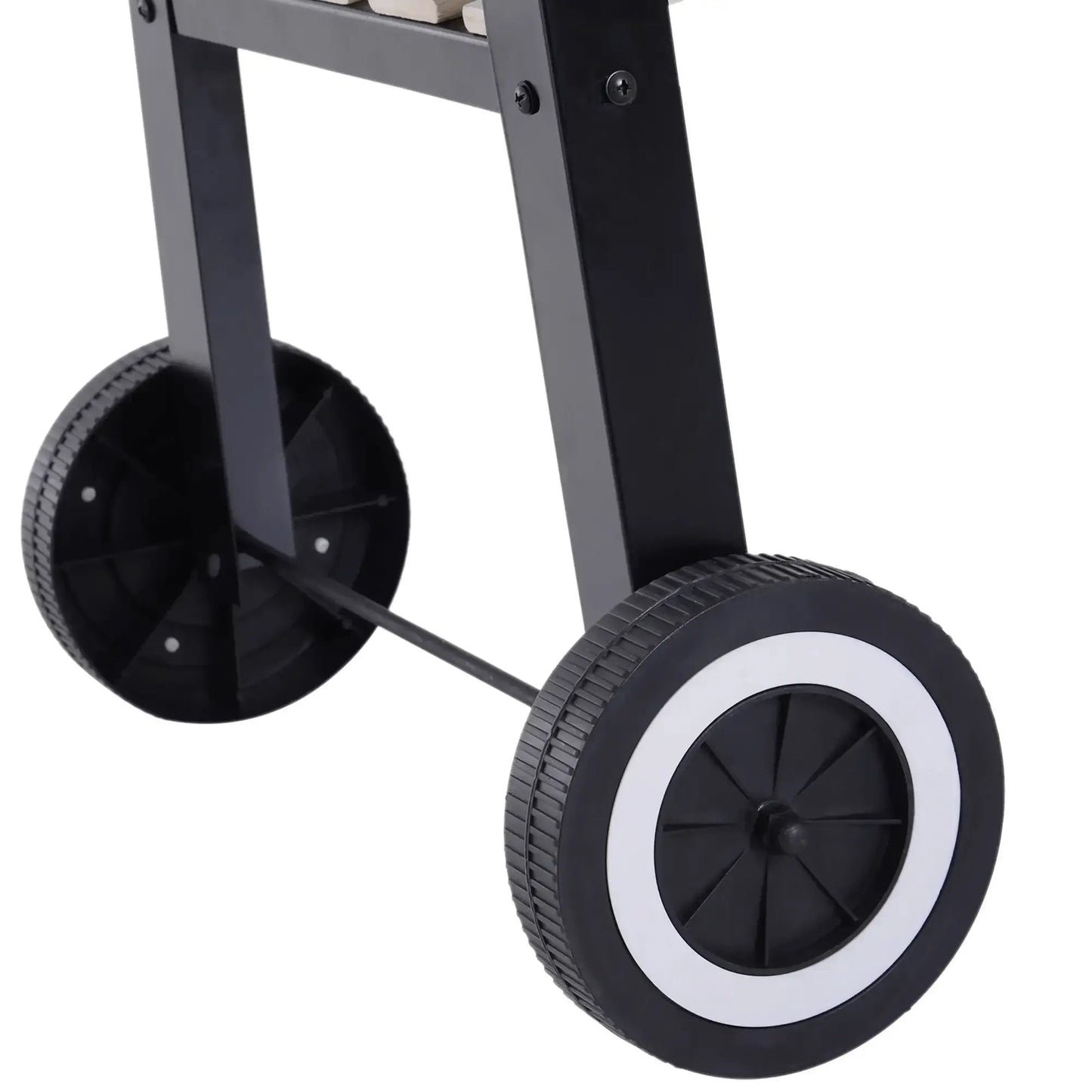 Outsunny Trolley Charcoal BBQ Barbecue Grill Outdoor Patio Garden Heating Smoker with Side Trays Storage Shelf and Wheels 846 - 032 - Garden & Outdoor