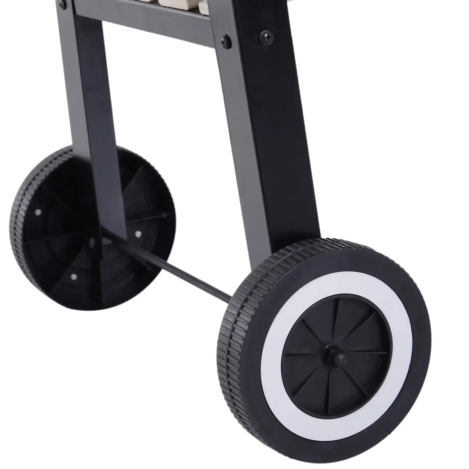 Outsunny Trolley Charcoal BBQ Barbecue Grill Outdoor Patio Garden Heating Smoker with Side Trays Storage Shelf and Wheels 846 - 032 - Garden & Outdoor