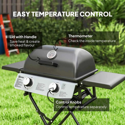 Outsunny Two-Burner Portable Suitcase BBQ - Black | 846-183V70BK